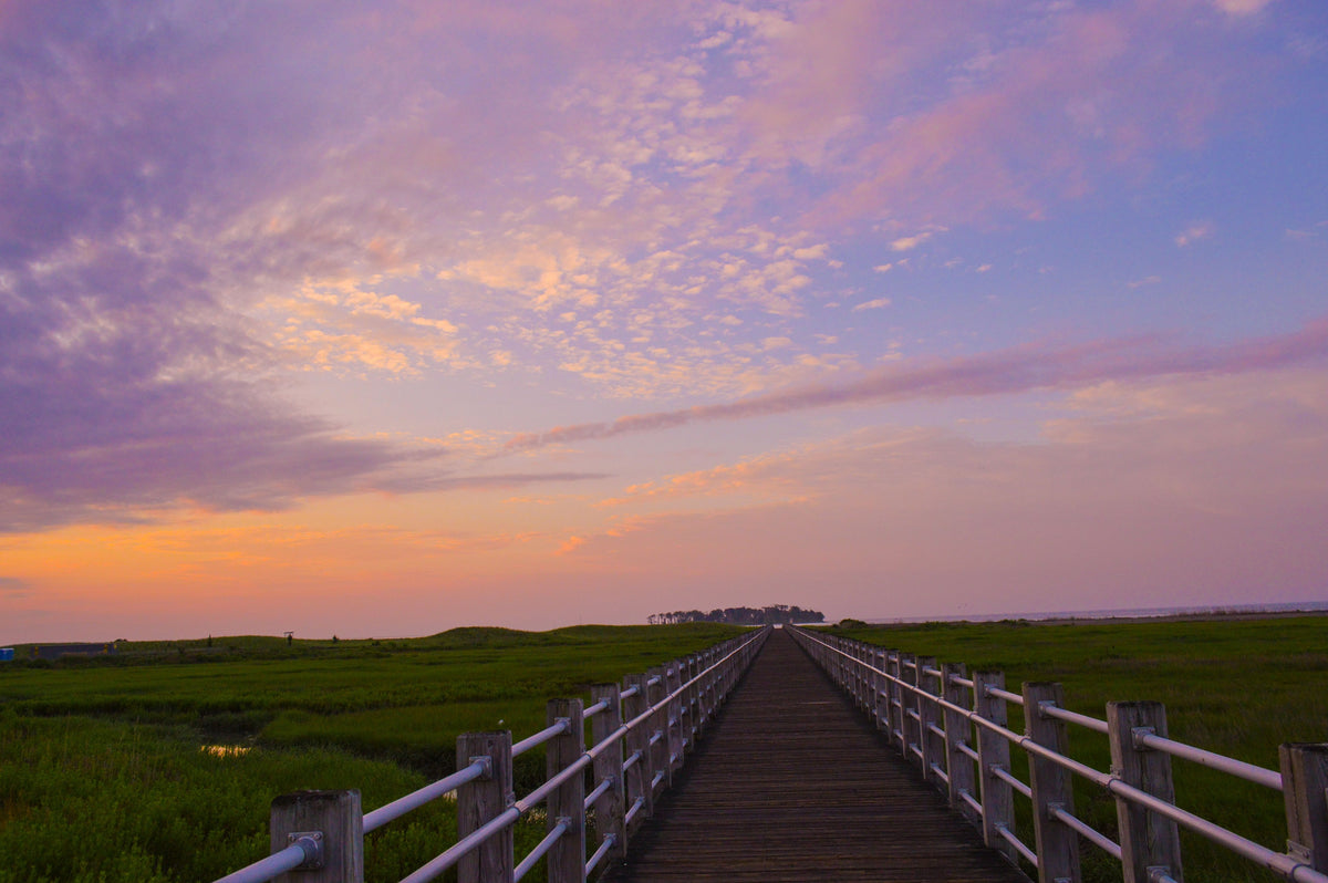 A wooden pathway with a short fence either side stretching into the distance beneath a cloudy sky, representing the journey through difficult moments.